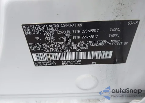 2018 Toyota Rav4 Hybrid Le/Xle from USA, damaged, VIN JTMRJREV4JD212388